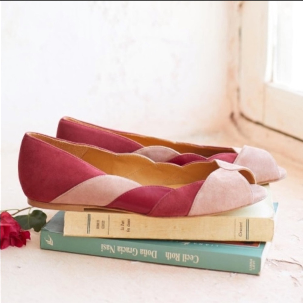 SEZANE Scalloped Suede Suzanne Flat 11/41